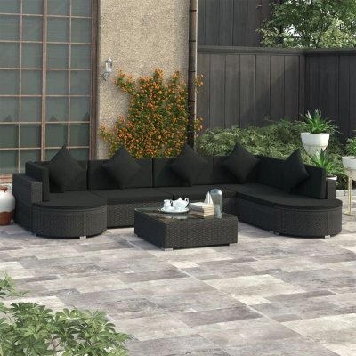 VIDAXL  salon de jardin 8 pcs avec coussins r&eacute;sine tress&eacute;e noir 46751