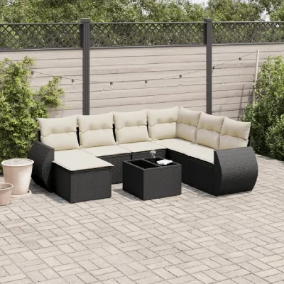 VIDAXL  Salon de jardin 8 pcs noir