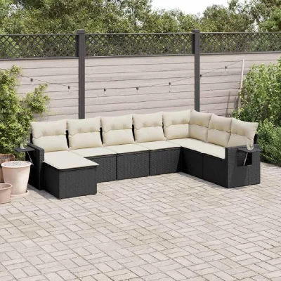 VIDAXL  Salon de jardin 8 pi&egrave;ces noir r&eacute;sine tress&eacute;e