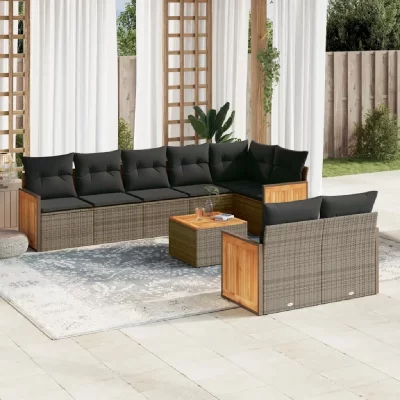VIDAXL  Salon de jardin 9 pcs - Gris