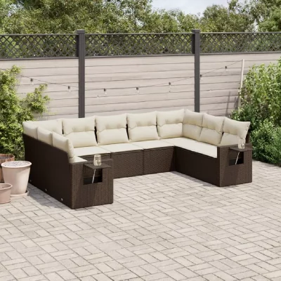 VIDAXL  Salon de jardin 9 pcs marron