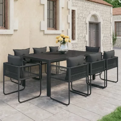 VIDAXL  salon de jardin 9 pcs pvc r&eacute;sine tress&eacute;e noir 3060105