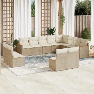 VIDAXL  Salon de jardin avec coussins 12 pcs - Beige