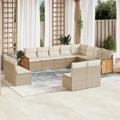 VIDAXL  Salon de jardin avec coussins beige - 12 pi&egrave;ces