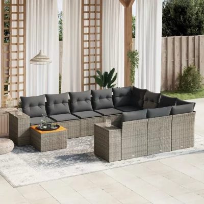 VIDAXL  Salon de jardin avec coussins - Gris