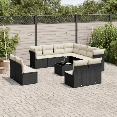 VIDAXL  Salon de jardin avec coussins - Noir
