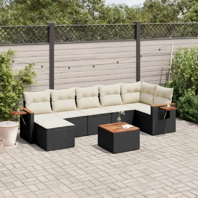 VIDAXL  Salon de jardin avec coussins noir (8 pcs)