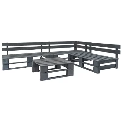 VIDAXL  salon de jardin palette 4 pcs bois gris 276314