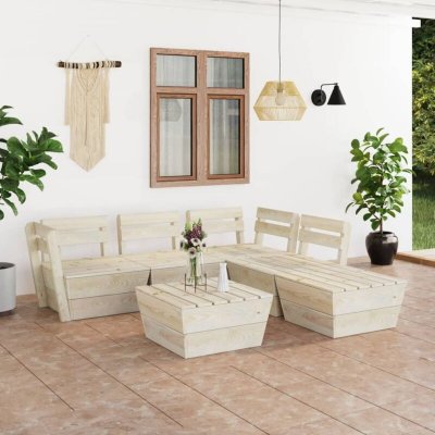 VIDAXL  salon de jardin palette 6 pcs bois d'&eacute;pic&eacute;a impr&eacute;gn&eacute; 3063722