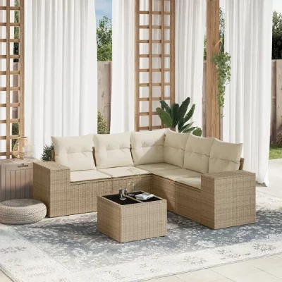 VIDAXL  Salon jardin beige r&eacute;sine tress&eacute;e
