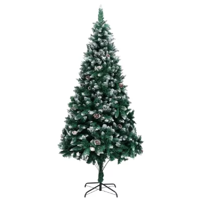 Vidaxl sapin de no&euml;l avec pommes de pin et neige blanche 210 cm 321017