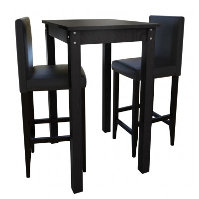 Vidaxl - Set de 1 table de bar et 2 tabourets noir n/a