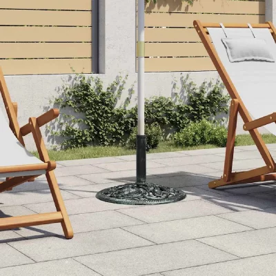 VIDAXL  - Socle de parasol en fonte 12 kg 48 cm Noir et vert