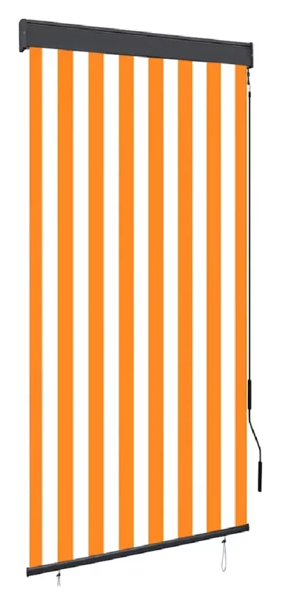 VIDAXL  Store Roulant d'ext&eacute;rieur 80x250 cm Blanc et Orange