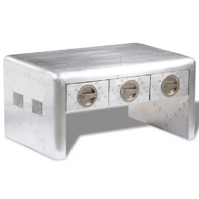 Vidaxl table basse 3 tiroirs vintage style d'aviation 242119