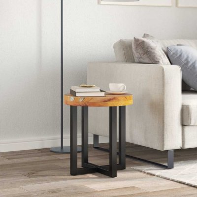Vidaxl - Table basse 40 x 45 cm Bois de teck massif et polyr&eacute;sine