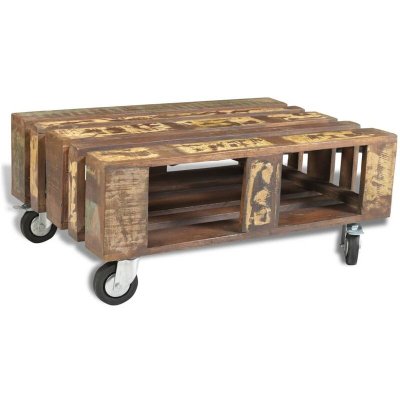Vidaxl - Table basse avec 4 roulettes Bois recycl&eacute; Brun