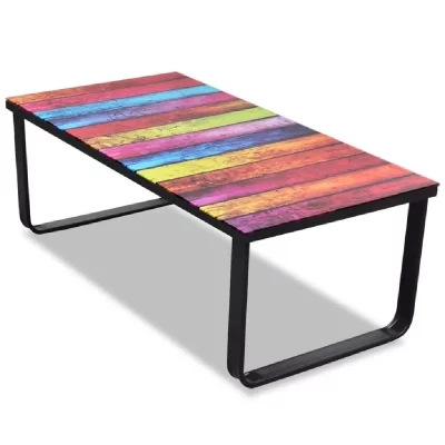 Vidaxl table basse avec impression d'arc-en-ciel dessus en verre 241175
