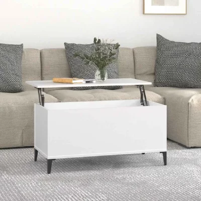 Vidaxl table basse blanc 90x44,5x45 cm bois d'ing&eacute;nierie
