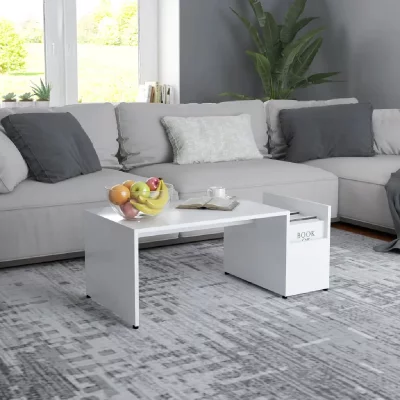 Vidaxl table basse blanc 90x45x35 cm agglom&eacute;r&eacute; 802921