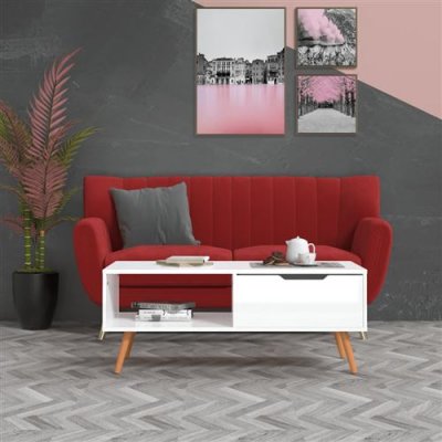 Vidaxl table basse blanc brillant 100x49,5x43 cm agglom&eacute;r&eacute;