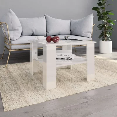 Vidaxl table basse blanc brillant 60 x 60 x 42 cm agglom&eacute;r&eacute; 800213