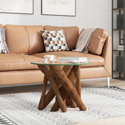 Vidaxl - Table basse Bois flottant de teck massif 60 cm Marron fonc&eacute;