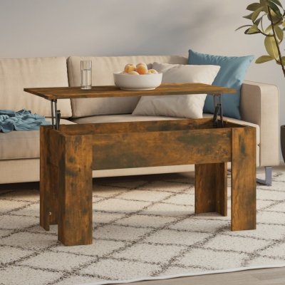 Vidaxl table basse ch&ecirc;ne fum&eacute; 101x49x52 cm bois d'ing&eacute;nierie