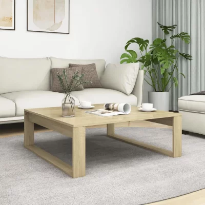 Vidaxl table basse ch&ecirc;ne sonoma 100x100x35 cm agglom&eacute;r&eacute;