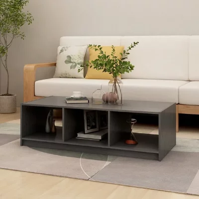 Vidaxl table basse gris 110x50x34 cm bois de pin massif