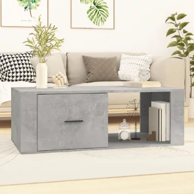 Vidaxl table basse gris b&eacute;ton 100x50,5x35 cm bois d'ing&eacute;nierie