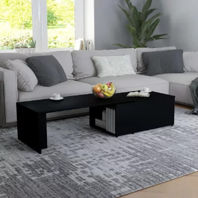 Vidaxl table basse noir 150x50x35 cm agglom&eacute;r&eacute; 801338