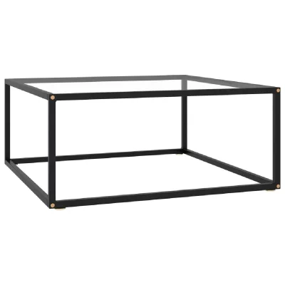 Vidaxl table basse noir avec verre tremp&eacute; 80x80x35 cm