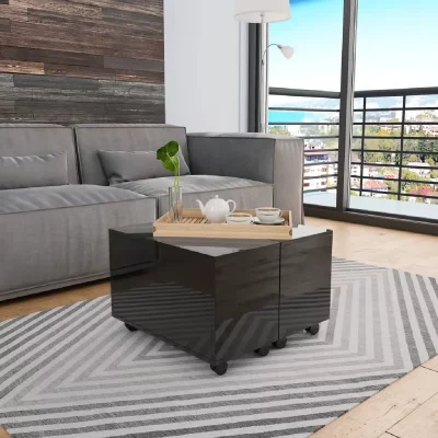 Vidaxl table basse noir brillant 60x60x35 cm agglom&eacute;r&eacute; 283722