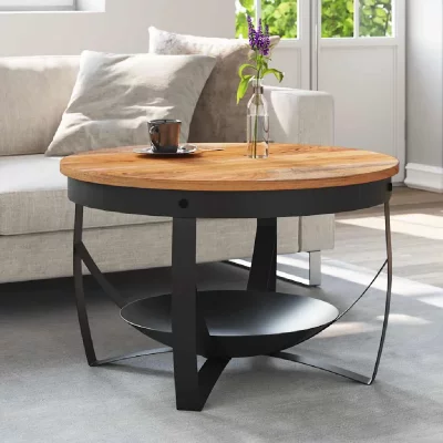 Vidaxl table basse &oslash;68x43 cm bois d'acacia solide 320795