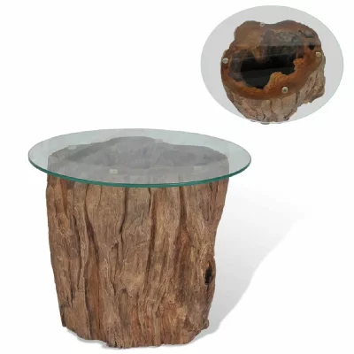 Vidaxl - Table basse Teck Verre 50 x 40 cm Brun