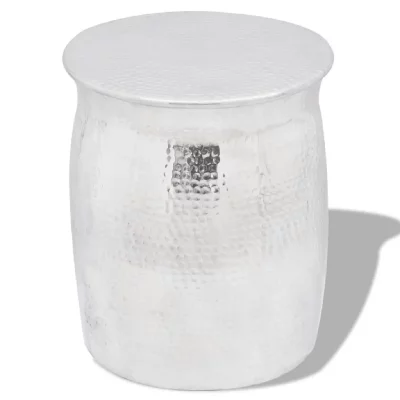 Vidaxl table bassetabouret martel&eacute; en aluminium argent&eacute; 242324