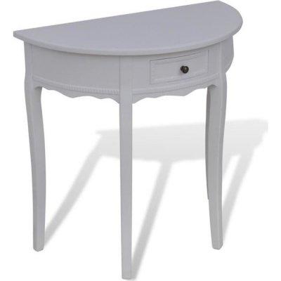 Vidaxl - Table console avec tiroir Demi-ronde Blanc Blanc