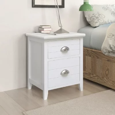 Vidaxl - Table de chevet 2 pcs avec 2 tiroirs Blanc Blanc