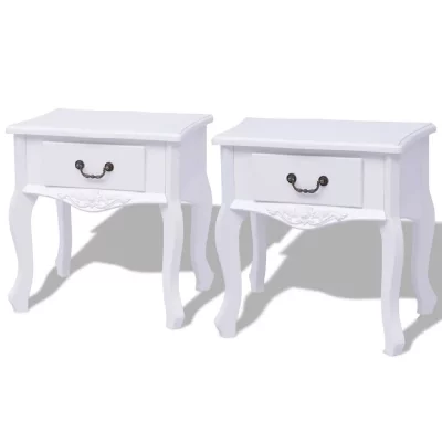 Vidaxl table de chevet 2 pcs mdf blanc 242750
