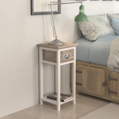 Vidaxl - Table de chevet avec 1 tiroir Marron et blanc Marron
