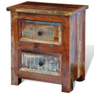 Vidaxl - Table de chevet avec 2 tiroirs Bois massif recycl&eacute; Brun