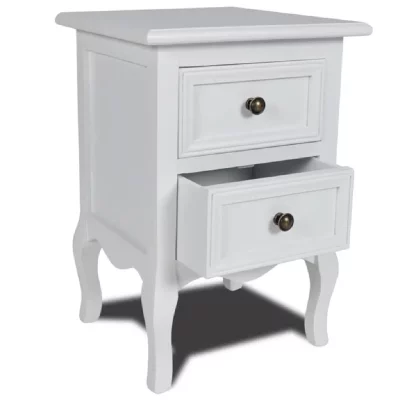 Vidaxl table de chevet avec 2 tiroirs mdf blanc 60637