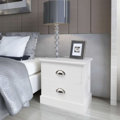 Vidaxl table de chevet blanc 242886