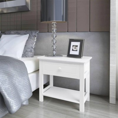 Vidaxl - Table de chevet Bois Blanc Blanc