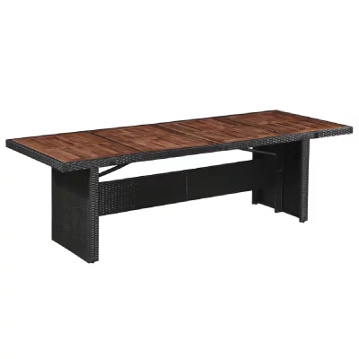 VIDAXL  Table De Jardin 240x90x74 Cm R&eacute;sine Tress&eacute;e Et Bois D'acacia