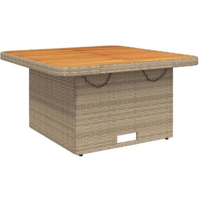 VIDAXL  Table De Jardin Beige 80x80x71 Cm R&eacute;sine Tress&eacute;e Et Bois Acacia
