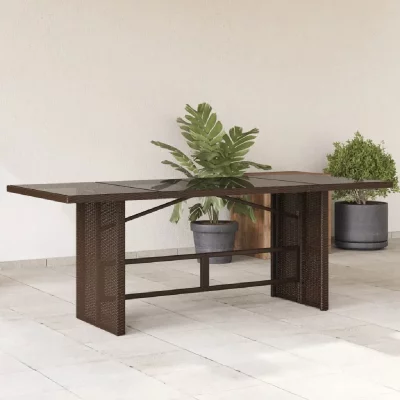 VIDAXL  Table De Jardin Dessus En Verre Marron 190x80x74 Cm