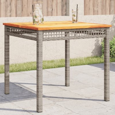 VIDAXL  Table De Jardin Gris 80x80x74 Cm R&eacute;sine Tress&eacute;e Et Bois Acacia