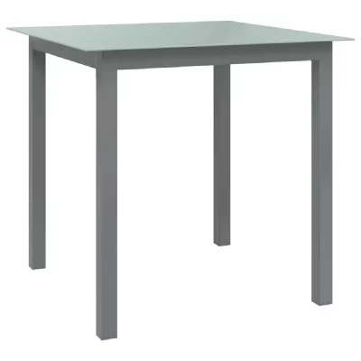 VIDAXL  Table De Jardin Gris Clair 80x80x74 Cm Aluminium Et Verre